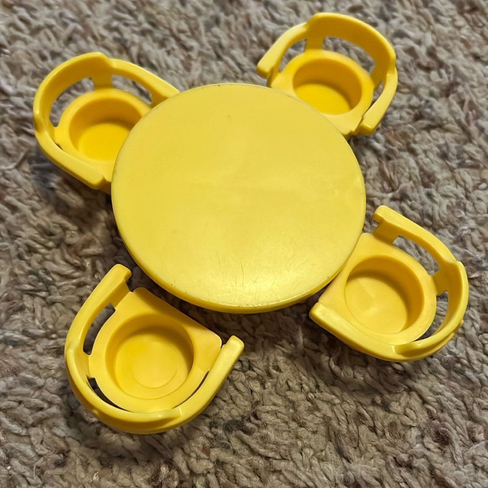 Vintage Fisher-Price little people, yellow round table & 4 chairs